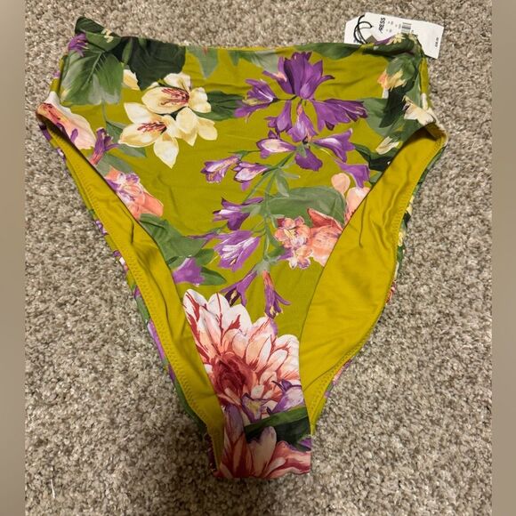 NWT Express Body Contour High Rise Swim Bottoms | XSmall | Green Floral - Picture 2 of 5